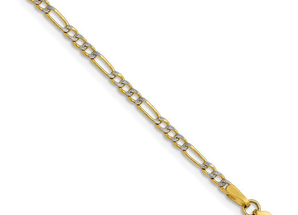 14k Semi-solid with Rhodium Pav Figaro Chain (Style PWC060-8)