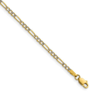 14k Semi-solid with Rhodium Pav Figaro Chain (Style PWC060-8)