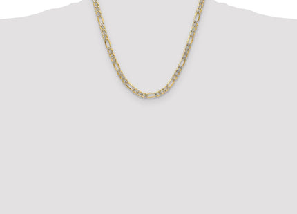 14k Semi-solid with Rhodium Pav Figaro Chain (Style PWC150-20)