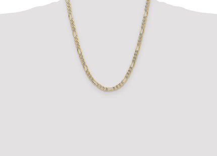 14k Semi-solid with Rhodium Pav Figaro Chain (Style PWC150-22)