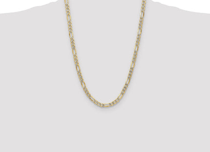 14k Semi-solid with Rhodium Pav Figaro Chain (Style PWC150-24)
