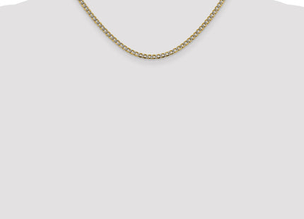 14K Semi-Solid with Rhodium Pav Curb with Lobster Clasp Chain (Style PWF080-16)