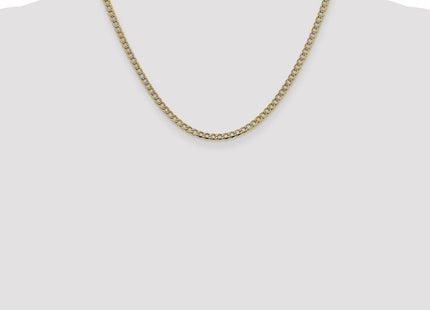 14K Semi-Solid with Rhodium Pav Curb with Lobster Clasp Chain (Style PWF080-18)