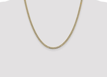14K Semi-Solid with Rhodium Pav Curb with Lobster Clasp Chain (Style PWF080-20)