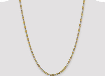 14K Semi-Solid with Rhodium Pav Curb with Lobster Clasp Chain (Style PWF080-24)