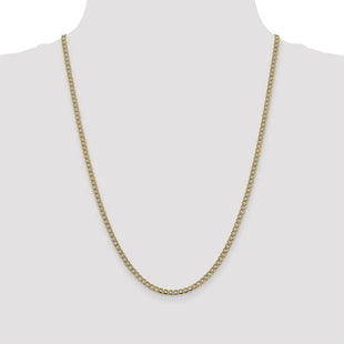 14K Semi-Solid with Rhodium Pav Curb with Lobster Clasp Chain (Style PWF080-24)
