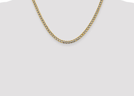 14K Semi-Solid with Rhodium Pav Curb with Lobster Clasp Chain (Style PWF100-18)