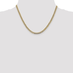 14K Semi-Solid with Rhodium Pav Curb with Lobster Clasp Chain (Style PWF100-18)