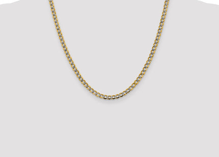 14K Semi-Solid with Rhodium Pav Curb with Lobster Clasp Chain (Style PWF100-20)