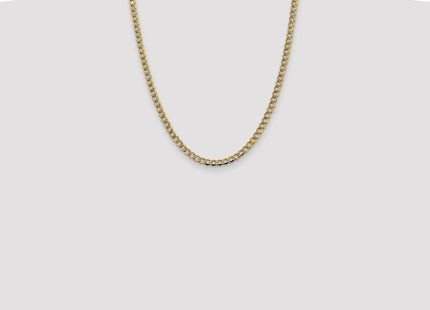 14K Semi-Solid with Rhodium Pav Curb with Lobster Clasp Chain (Style PWF100-22)
