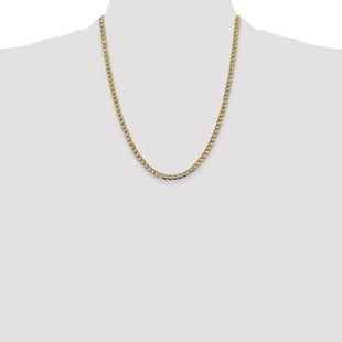 14K Semi-Solid with Rhodium Pav Curb with Lobster Clasp Chain (Style PWF100-22)
