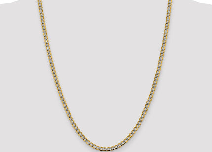 14K Semi-Solid with Rhodium Pav Curb with Lobster Clasp Chain (Style PWF100-24)