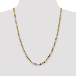 14K Semi-Solid with Rhodium Pav Curb with Lobster Clasp Chain (Style PWF100-24)