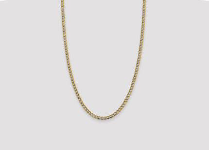 14K Semi-Solid with Rhodium Pav Curb with Lobster Clasp Chain (Style PWF100-26)