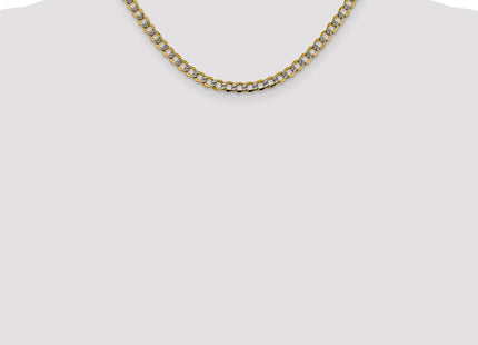 14K Semi-Solid with Rhodium Pav Curb with Lobster Clasp Chain (Style PWF120-16)