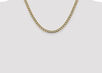14K Semi-Solid with Rhodium Pav Curb with Lobster Clasp Chain (Style PWF120-18)