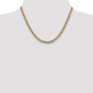 14K Semi-Solid with Rhodium Pav Curb with Lobster Clasp Chain (Style PWF120-18)