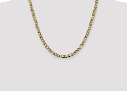 14K Semi-Solid with Rhodium Pav Curb with Lobster Clasp Chain (Style PWF120-20)