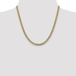 14K Semi-Solid with Rhodium Pav Curb with Lobster Clasp Chain (Style PWF120-20)