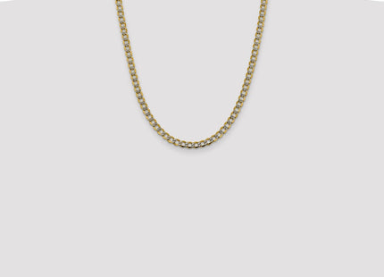 14K Semi-Solid with Rhodium Pav Curb with Lobster Clasp Chain (Style PWF120-22)
