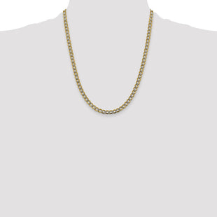 14K Semi-Solid with Rhodium Pav Curb with Lobster Clasp Chain (Style PWF120-22)