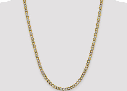 14K Semi-Solid with Rhodium Pav Curb with Lobster Clasp Chain (Style PWF120-24)