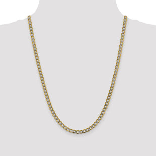 14K Semi-Solid with Rhodium Pav Curb with Lobster Clasp Chain (Style PWF120-24)