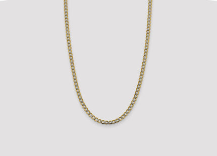 14K Semi-Solid with Rhodium Pav Curb with Lobster Clasp Chain (Style PWF120-26)