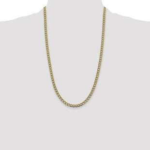14K Semi-Solid with Rhodium Pav Curb with Lobster Clasp Chain (Style PWF120-26)