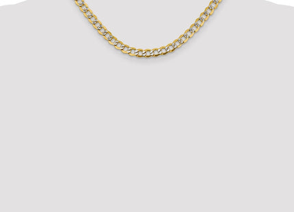 14K Semi-Solid with Rhodium Pav Curb with Lobster Clasp Chain (Style PWF150-16)