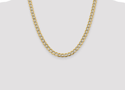 14K Semi-Solid with Rhodium Pav Curb with Lobster Clasp Chain (Style PWF150-24)