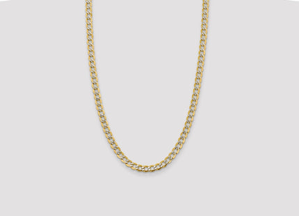 14K Semi-Solid with Rhodium Pav Curb with Lobster Clasp Chain (Style PWF150-26)