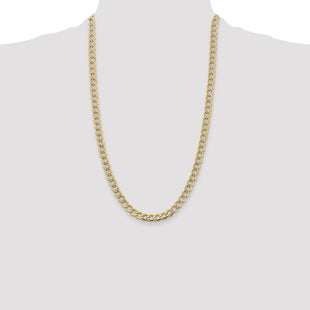 14K Semi-Solid with Rhodium Pav Curb with Lobster Clasp Chain (Style PWF150-26)