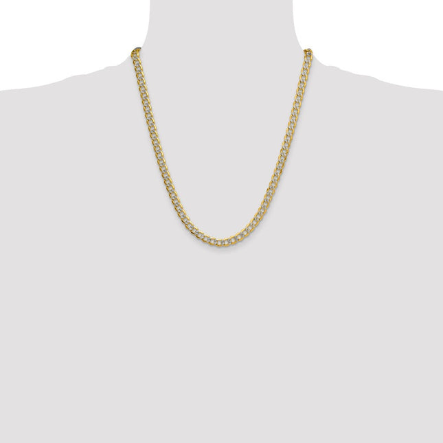 14k Semi-solid with Rhodium Pav Curb Chain, 8 x 7.1mm