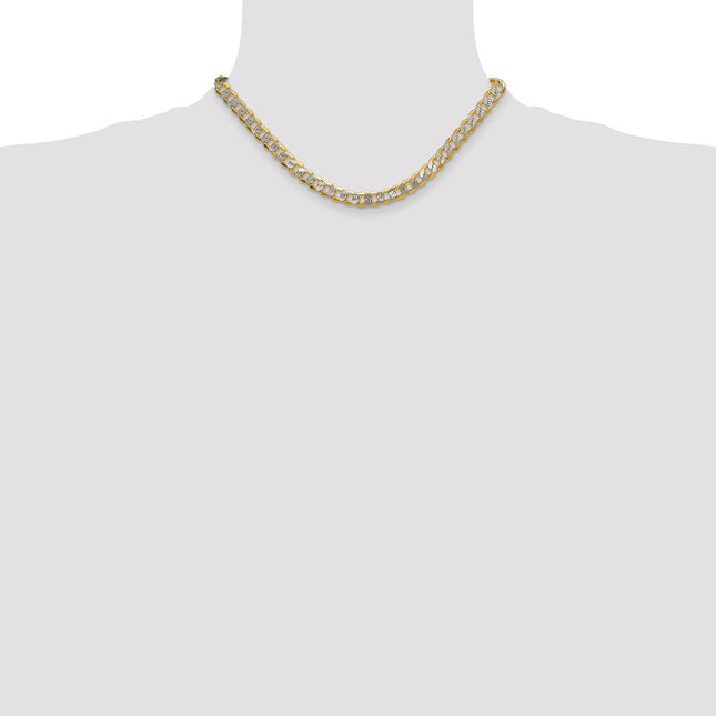 14k Semi-solid with Rhodium Pav Curb Chain, 8 x 7.75mm