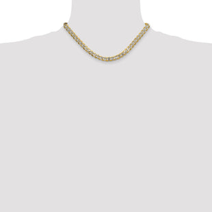 14k Semi-solid with Rhodium Pav Curb Chain (Style PWF180-16)