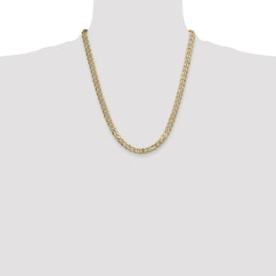 14k Semi-solid with Rhodium Pav Curb Chain (Style PWF180-22)