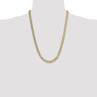 14k Semi-solid with Rhodium Pav Curb Chain (Style PWF180-24)