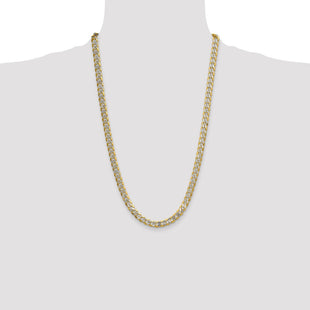 14k Semi-solid with Rhodium Pav Curb Chain (Style PWF180-26)