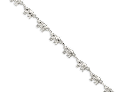 Sterling Silver Elephants Bracelet (Style QA1-7)