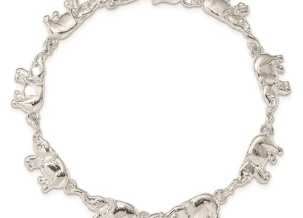 Sterling Silver Elephants Bracelet (Style QA1-7)