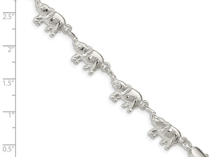 Sterling Silver Elephants Bracelet (Style QA1-7)