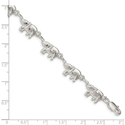 Sterling Silver Elephants Bracelet, 7 x 10mm