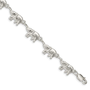 Sterling Silver Elephants Bracelet (Style QA1-7)