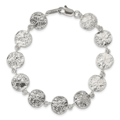 Sterling Silver Sand Dollars Bracelet, 7 x 12mm