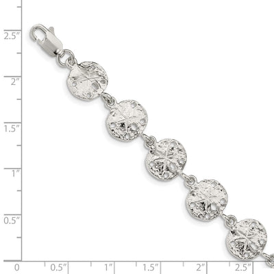 Sterling Silver Sand Dollars Bracelet, 7 x 12mm