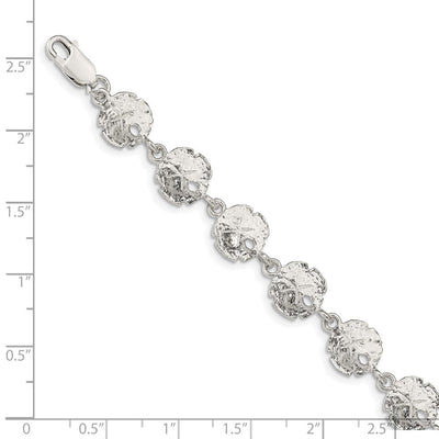 Sterling Silver Sand Dollars Bracelet, 7 x 10mm