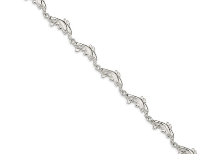 Sterling Silver Dolphins Bracelet (Style QA37-7)