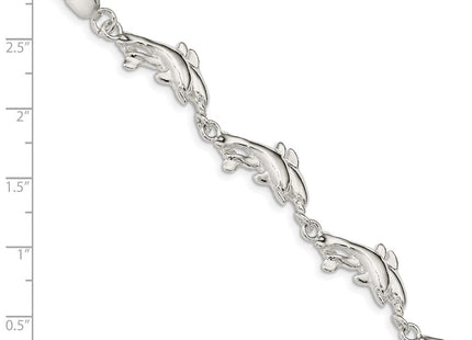 Sterling Silver Dolphins Bracelet (Style QA37-7)