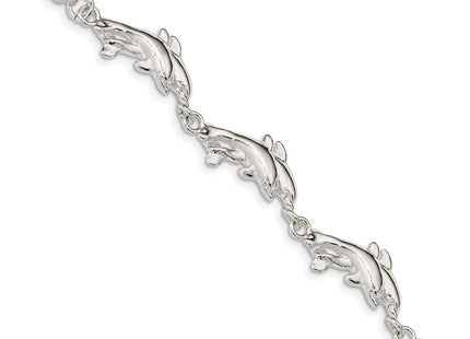Sterling Silver Dolphins Bracelet (Style QA37-7)